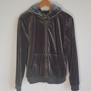 VERO MODA S Beverly Velour Hoodie Size Small Grey